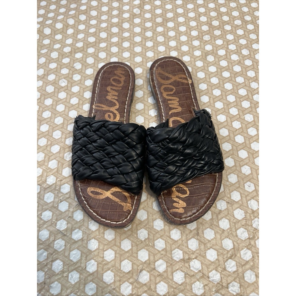 Women's Sam Edelman slide sandal size 7.5M Black Leather Weave